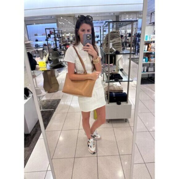 GOOD AMERICAN Fit for Success Utility Dress in Wash Cloud White Size X-Small - Picture 2 of 13